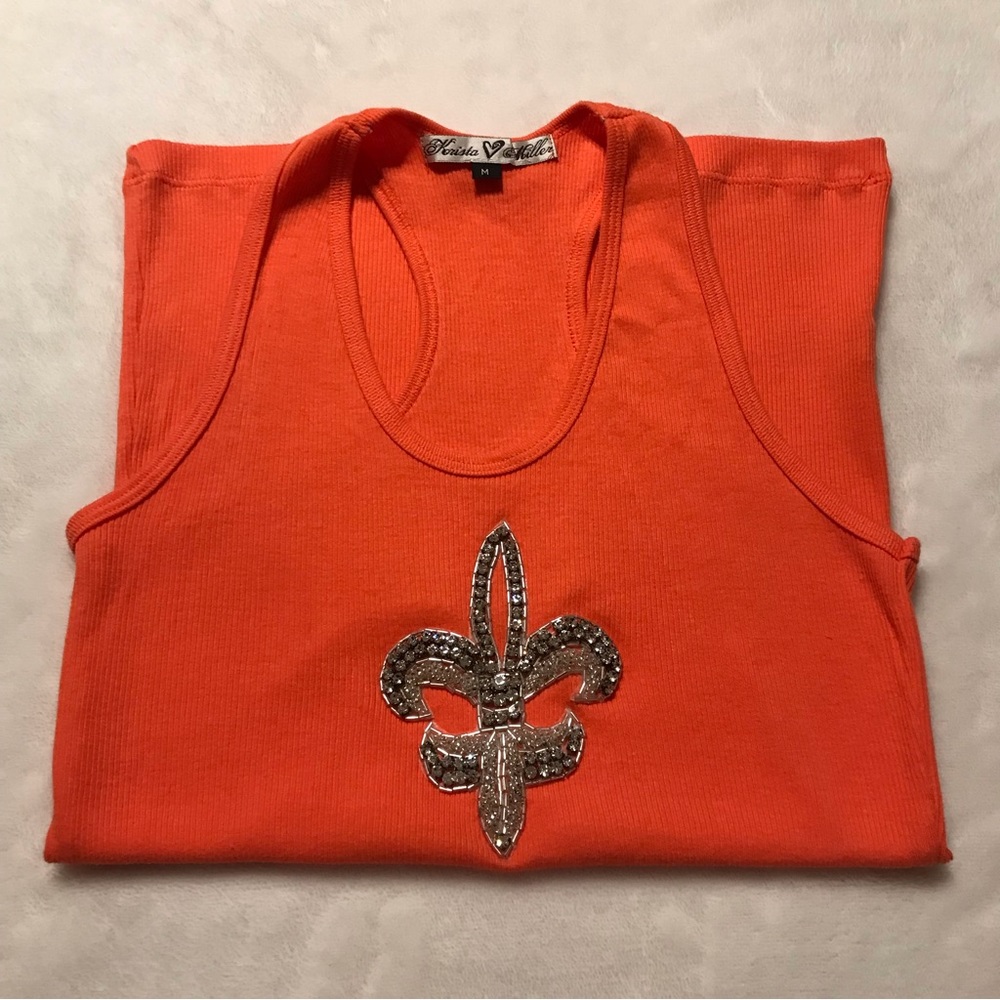 Krista Miller Womens’ Tank Top with Rhinestone Fleur de Lis